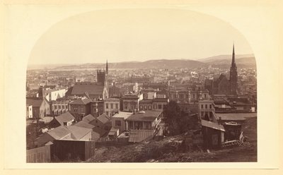 [Utsikt från Chas. Crockers residens mot söder, S.F.] av Carleton Watkins