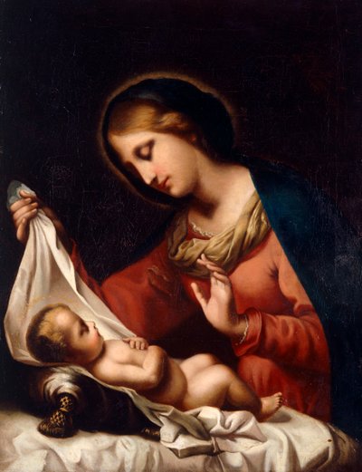 Madonna och barn (olja på duk) av Carlo (after) Dolci