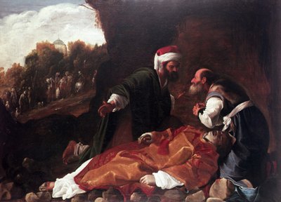 The Burial of St. Stephen (olja på duk) av Carlo (attr. to) Saraceni