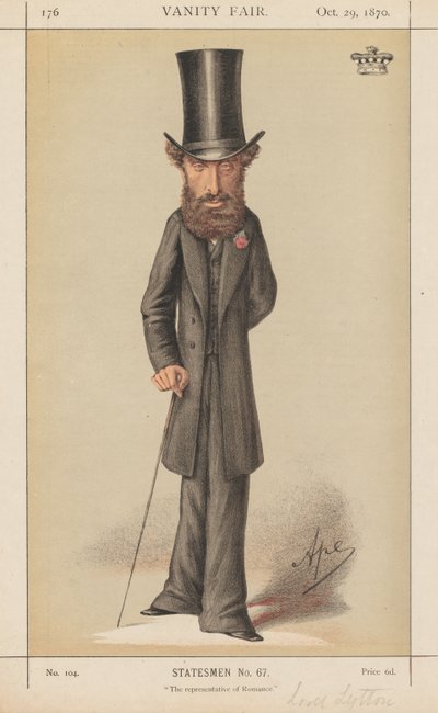 Vanity Fair: Statesmen No. 67 The representative of Romance, 1870. av Carlo