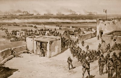 Italienska trupper landar efter bombningen av Benghazi av Carlo Ademollo