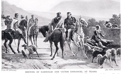 Möte mellan Garibaldi och Victor Emmanuel på Teano, illustration från "Hutchinson