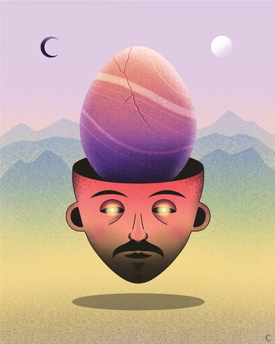 Rätt tid för meditation, 2020 (digital illustration) av Carlo Alberto Giardina