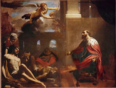 Sankt Ludvig IX, kung av Frankrike, ber för slutet på pesten (målning på duk) av Carlo Bononi