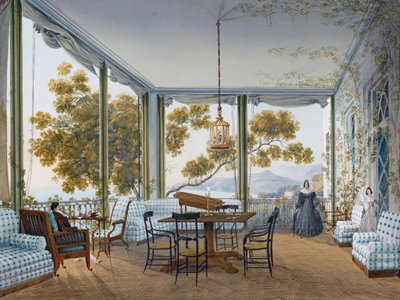 Interiör i Naryshkin-palatset i Miskhor, 1841-1842. av Carlo Bossoli