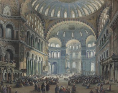 Interiör av Hagia Sofia i Konstantinopel av Carlo Bossoli