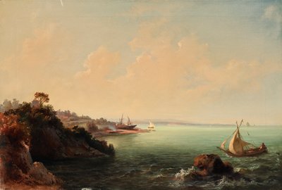 Klippiga kusten och segelbåtar av Carlo Brioschi