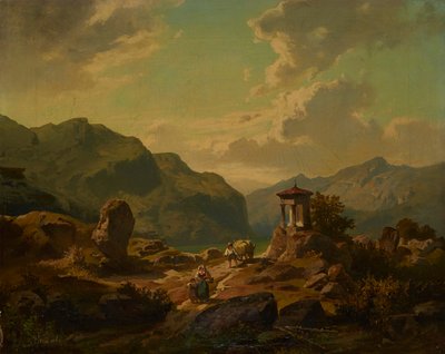 Berglandskap med en sjö av Carlo Brioschi