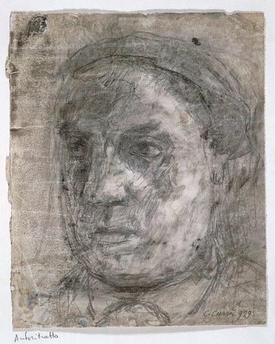Italien, självporträtt av Carlo Carra (teckning) av Carlo Carra