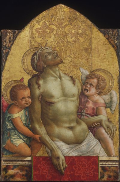 Död Kristus stöds av två änglar av Carlo Crivelli