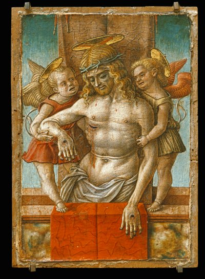 Den döde Kristus stöds av två änglar ... av Carlo Crivelli