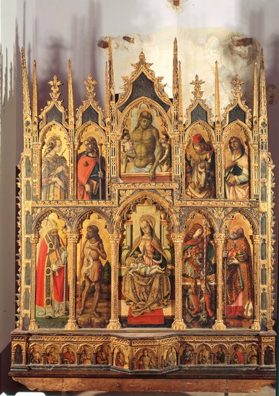 Madonna och barn med helgon, polyptyk (tempera på panel) av Carlo Crivelli