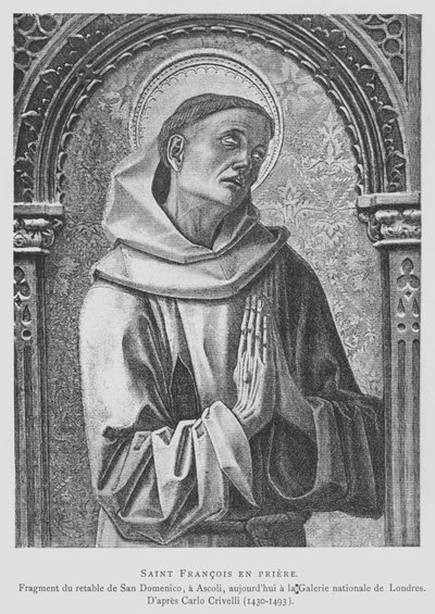 St Francis av Assisi ber (litho) av Carlo Crivelli
