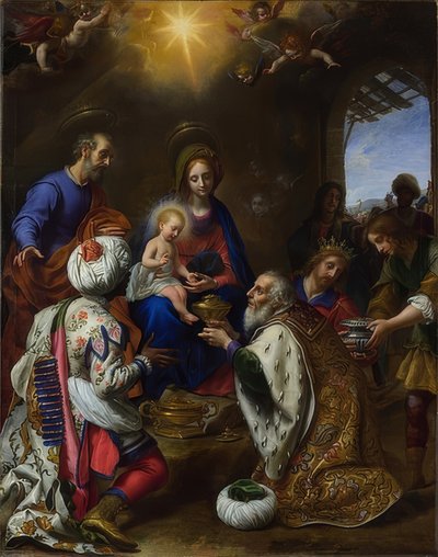 Tillbedjan av Magi. 1649 av Carlo Dolci