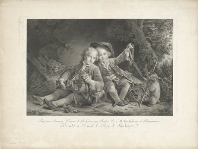 Två pojkar med murmeldjur av Carlo Domenico Melini