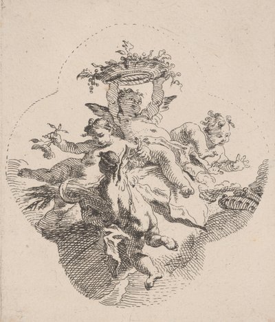 Putti håller blommor, 1725-75. av Carlo Innocenzo Carloni