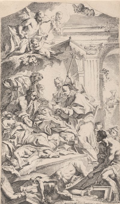 Saint Charles ger nattvard åt de pestdrabbade, 1725-75. av Carlo Innocenzo Carloni