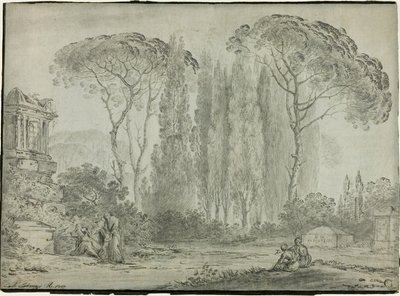 Sörjande på en kyrkogård av Carlo Labruzzi