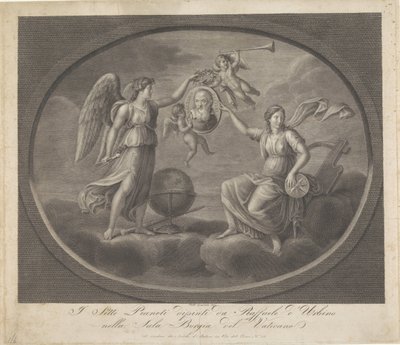 Allegorier om Galileo Galilei Sju planeter målade av Raffaele d