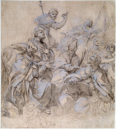 Skiss av en fresk för Santa Maria del Popolo-kyrkan i Rom. av Carlo Maratta