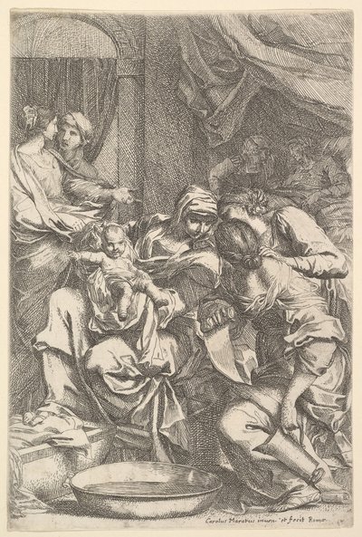 Jungfruns födelse. av Carlo Maratta or Maratti