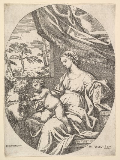 Jungfrun och barnet med den unge Johannes döparen, 1647. av Carlo Maratta or Maratti