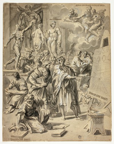 Allegorisk scen i konstnärens ateljé av Carlo Maratti
