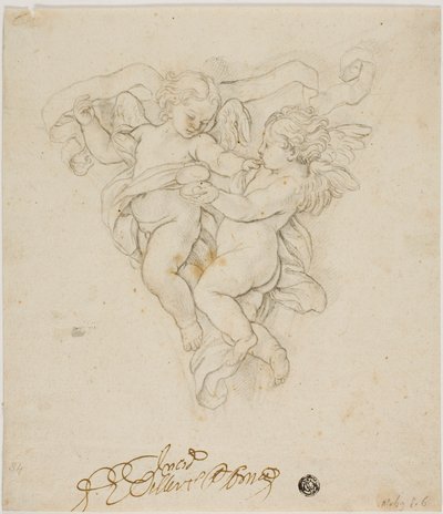 Spandrel dekoration med två Putti av Carlo Maratti