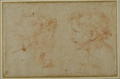 Studier av huvudet och vänster hand på en putto (röd krita på papper) av Carlo Maratti