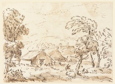 En bondebostad och ett slott på bergig landsbygd av Carlo Marchionni