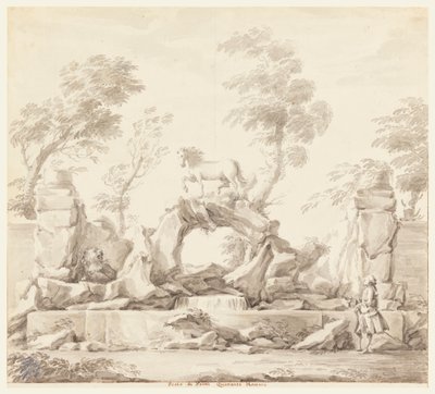 Design för en fontän med Pegasus, för Villa Albani, Rom av Carlo Marchionni
