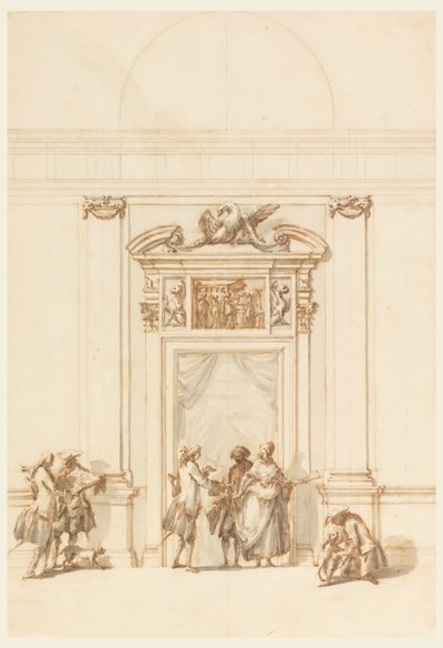 Design för North Portal, Grand Gallery, Villa Albani, Rom, Italien av Carlo Marchionni