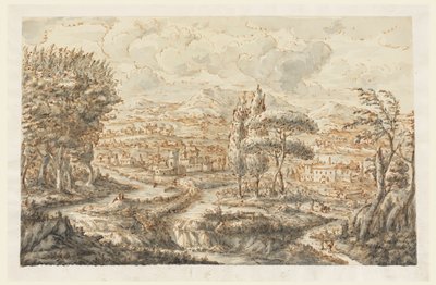 Teckning, En dal, 1750-70 av Carlo Marchionni