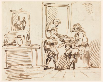 Teckning, En genrescen, 1725-50 av Carlo Marchionni