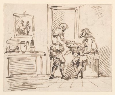 Teckning, En genrescen, 1725-50 av Carlo Marchionni