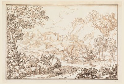 Teckning, Ett landskap, 1770-86 av Carlo Marchionni
