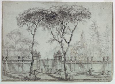 Teckning, Vid porten till en villa, 1770-86 av Carlo Marchionni