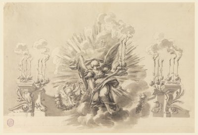 Teckning, Förslag till en ceremoniell dekoration, ca 1760 av Carlo Marchionni