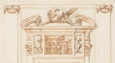 Ritning, Förslag till den norra portalen, Stora galleriet, Villa Albani, Rom, Italien, 1755-56 av Carlo Marchionni