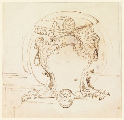 Ritning, påvlig vapenbricka, 1740-58 av Carlo Marchionni