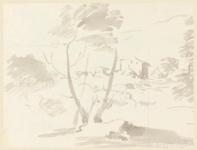 Teckning, Skiss av ett träd i ett landskap, 1760-1780 av Carlo Marchionni