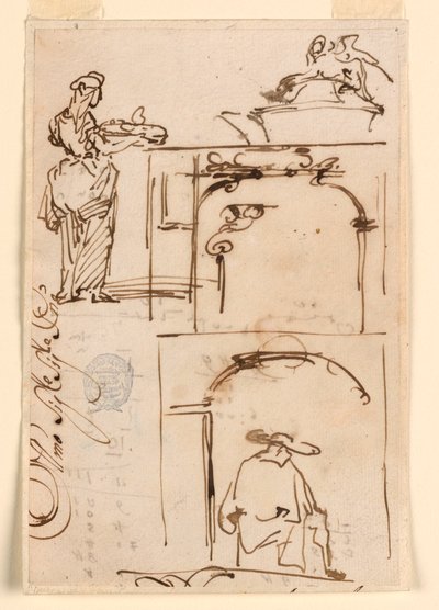 Teckning, Skisser, 1725-50 av Carlo Marchionni