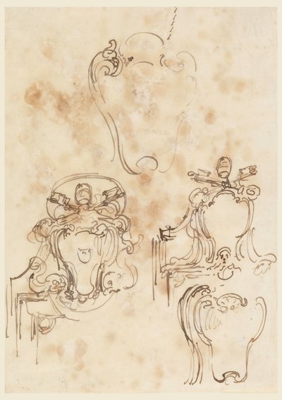 Ritning, Skisser till ramar och täckbrickor, 1758-69 av Carlo Marchionni