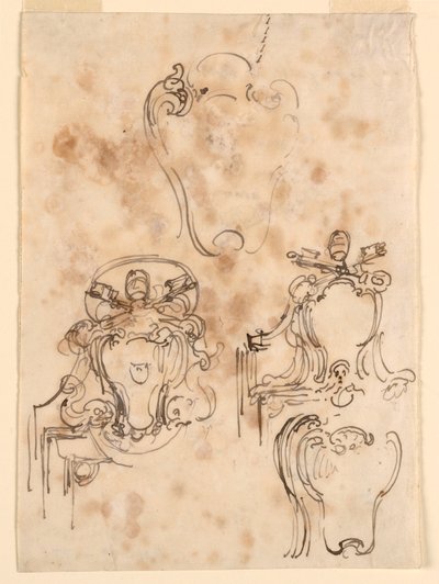 Ritning, Skisser till ramar och täckbrickor, 1758-69 av Carlo Marchionni