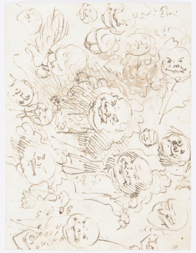Teckning, studier av huvuden, 1760-80 av Carlo Marchionni