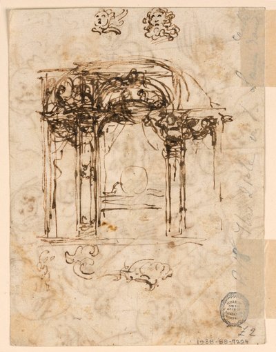 Teckning, studier av huvuden, 1760-80 av Carlo Marchionni