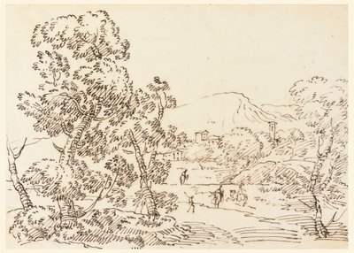 Teckning, Skogslandskap, 1750-1770 av Carlo Marchionni