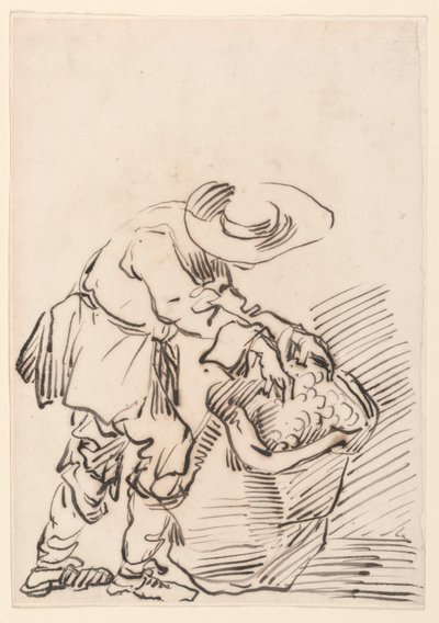 Teckning, arbetande bonde, 1728-78 av Carlo Marchionni