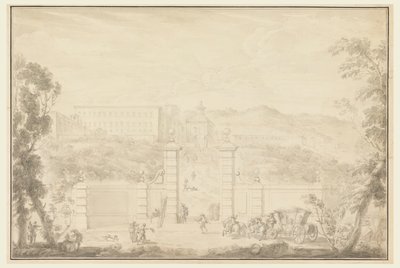 Utsikt över ett kloster som får besök av stora människor av Carlo Marchionni