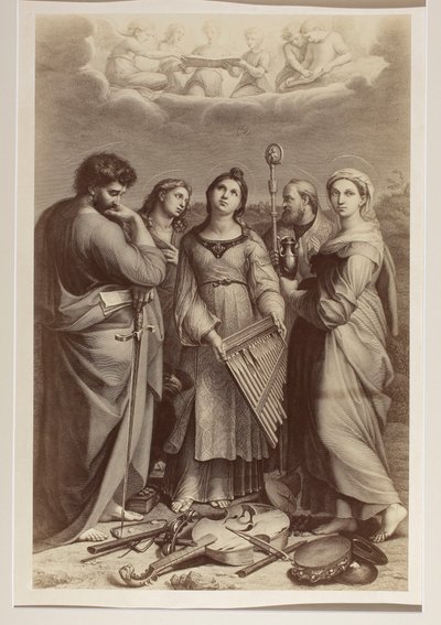 "Den heliga Cecilias extas", en kopparstick av okänd konstnär efter en målning av Rafael (1483–1520) av Carlo Naya